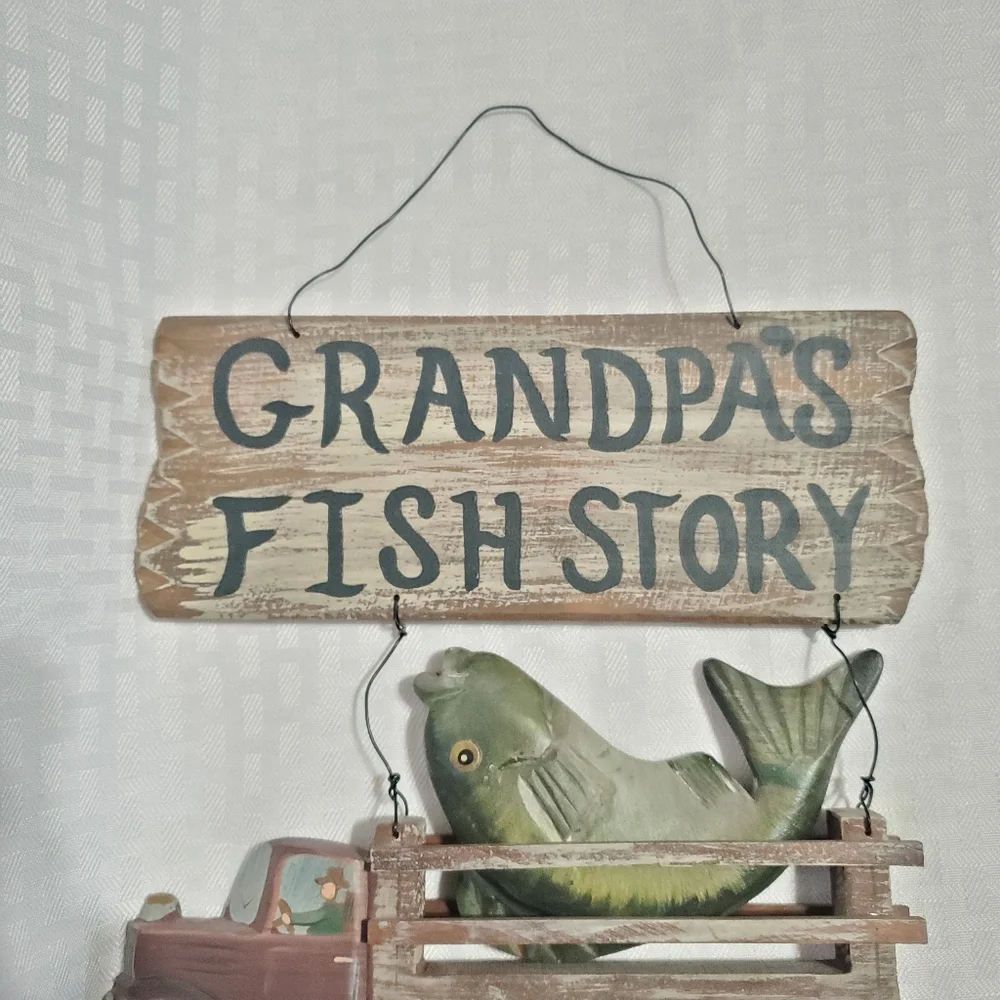 Handcrafted Wood Sign Grandpa's Fish Story. - Picture 3 of 12